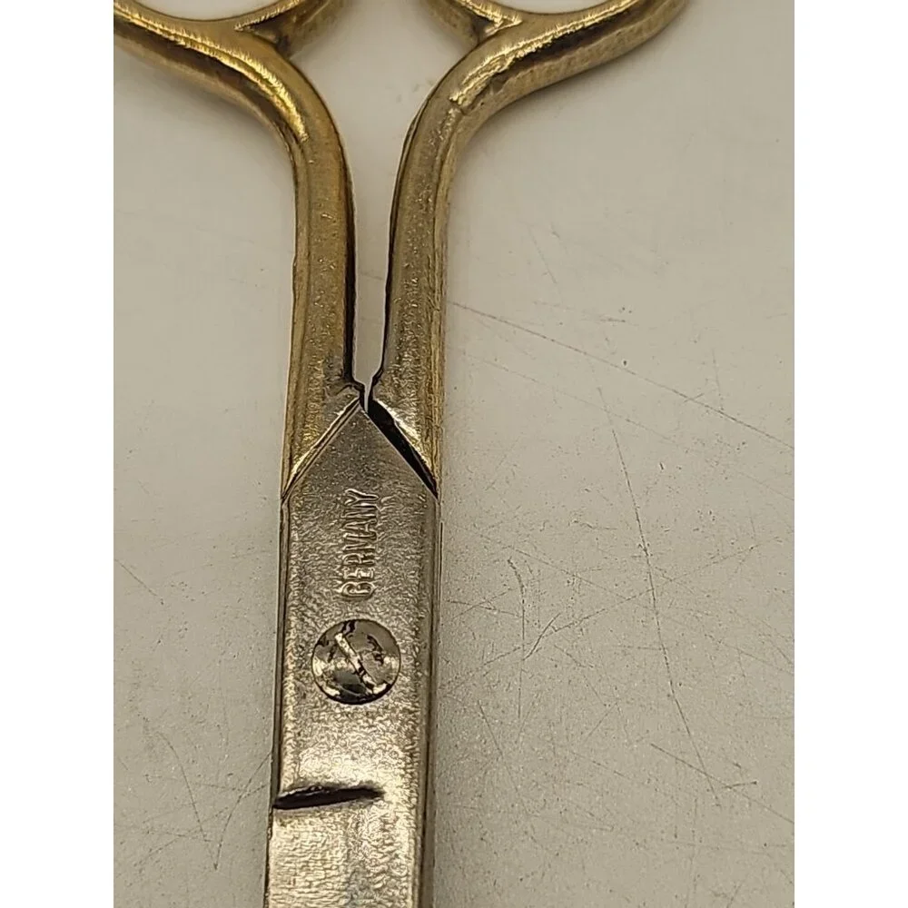 Germany vintage silver tone‎ sewing tailor fabric shears scissors 2 Pair Italy